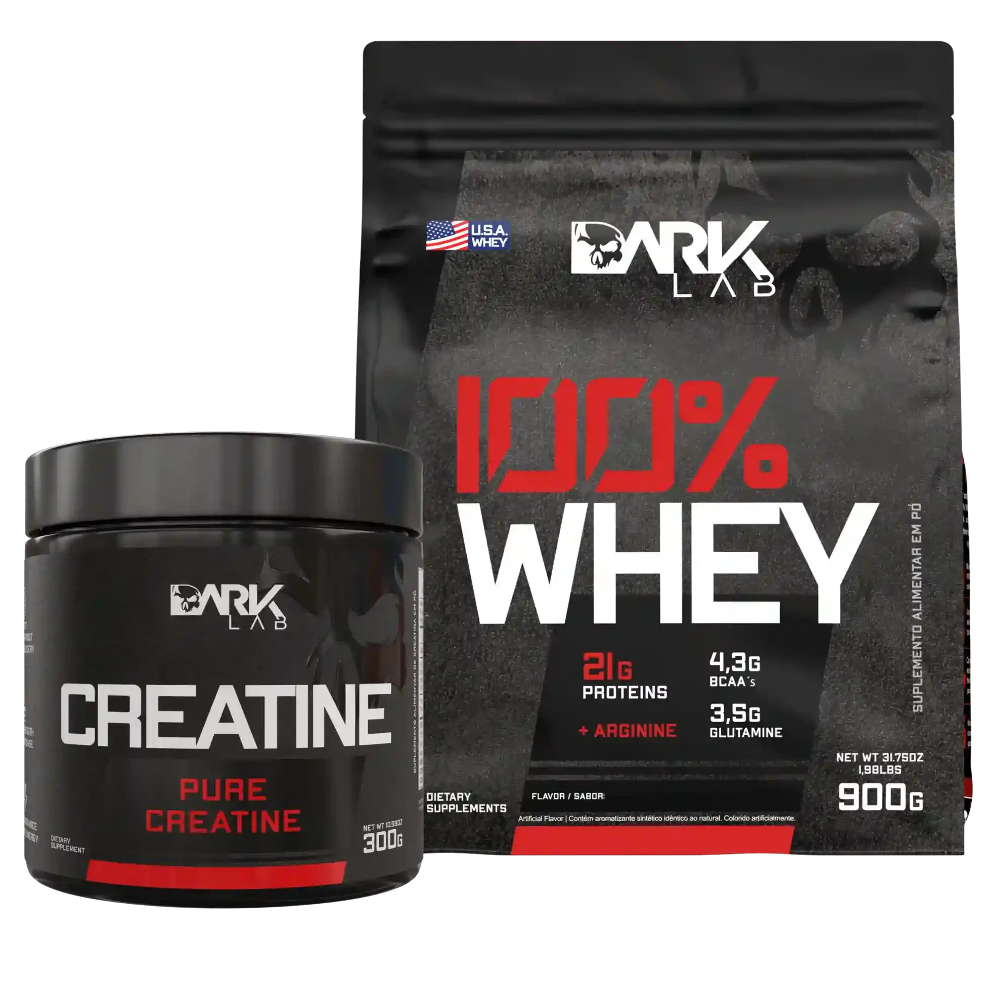 Kit 100% Whey Refil 900g + Creatina 300g Dark Lab